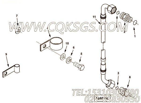 3628534增压器供油管接头,用于康明斯KTA38-G5主机基础件组,【柴油发电】配件