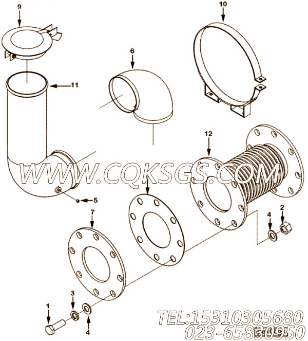 【排气口连接】康明斯CUMMINS柴油机的4084138 排气口连接