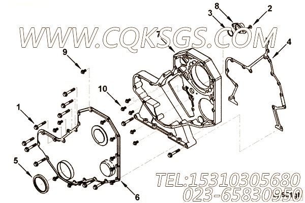 【柴油机B5.9-150G的齿轮室组】 康明斯传感器支架,参数及图片