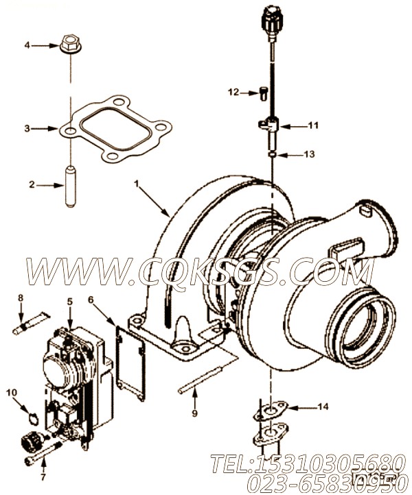 【涡轮增压器组件】康明斯CUMMINS柴油机的2881763 涡轮增压器组件