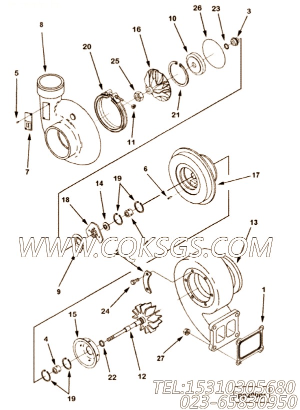 【涡轮增压器压气机叶轮】康明斯CUMMINS柴油机的3599414 涡轮增压器压气机叶轮