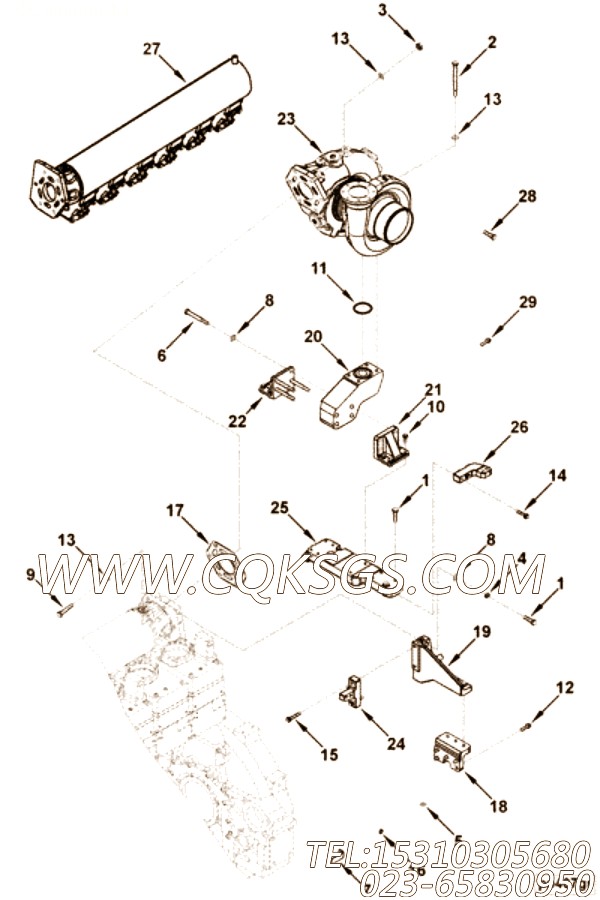 【涡轮增压器支持】康明斯CUMMINS柴油机的4959463 涡轮增压器支持