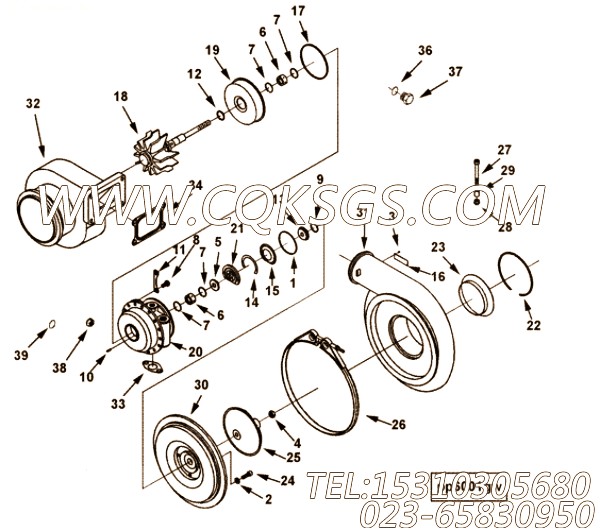 【涡轮增压器压气机叶轮】康明斯CUMMINS柴油机的4038464 涡轮增压器压气机叶轮