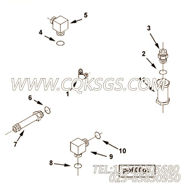 3630736阳性接头,用于康明斯KTA38-M1主机性能件组,【船用】配件