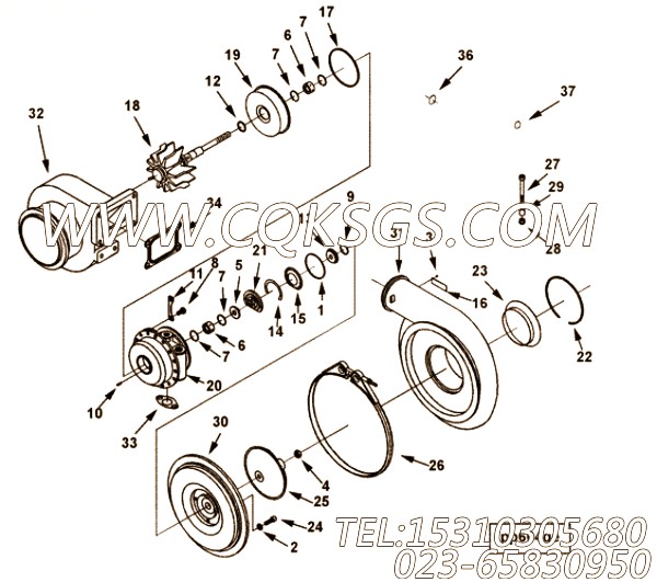 用于进口QSK60柴油机涡轮增压器