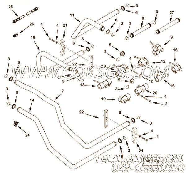 【Tube, Water Transfer】康明斯CUMMINS柴油机的3066352 Tube, Water Transfer