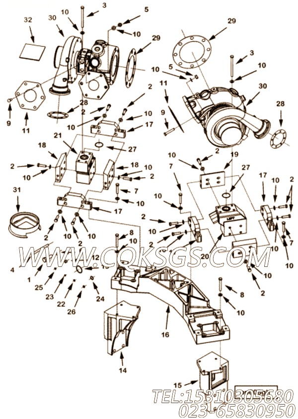 【涡轮增压器支持】康明斯CUMMINS柴油机的4978347 涡轮增压器支持