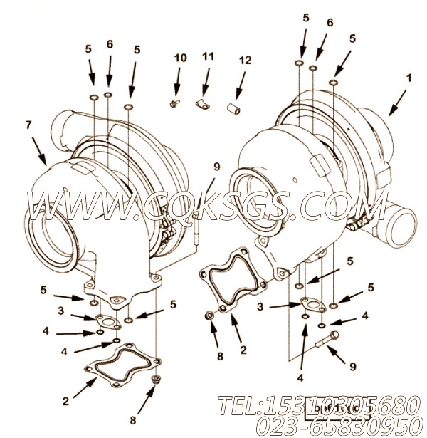 【涡轮增压器组件】康明斯CUMMINS柴油机的2881768 涡轮增压器组件
