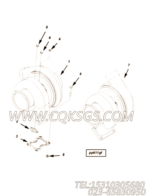 【涡轮增压器组件】康明斯CUMMINS柴油机的4956144 涡轮增压器组件