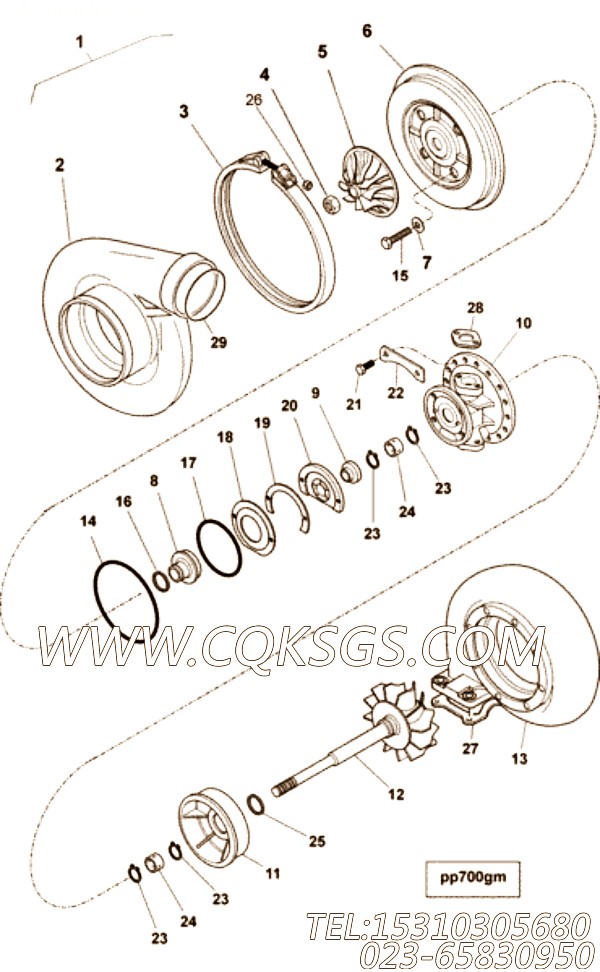 【维修涡轮增压器套件】康明斯CUMMINS柴油机的4027074 维修涡轮增压器套件