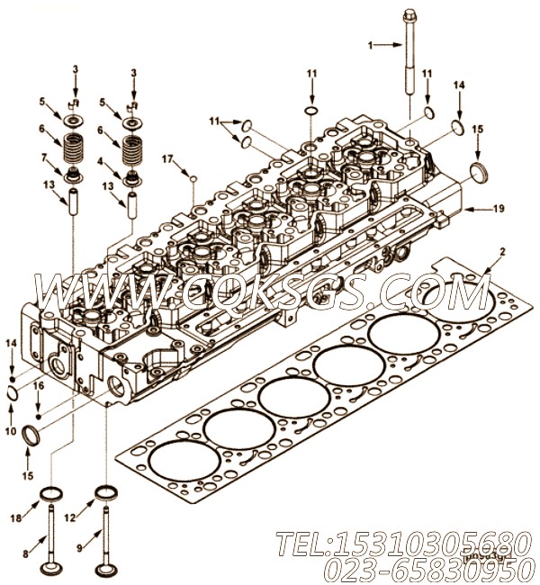 【柴油机6LTAA8.9-GM200的气缸盖组】 康明斯缸盖密封垫,参数及图片
