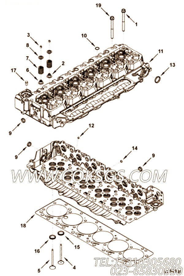 【气缸盖】康明斯CUMMINS柴油机的4893711 气缸盖