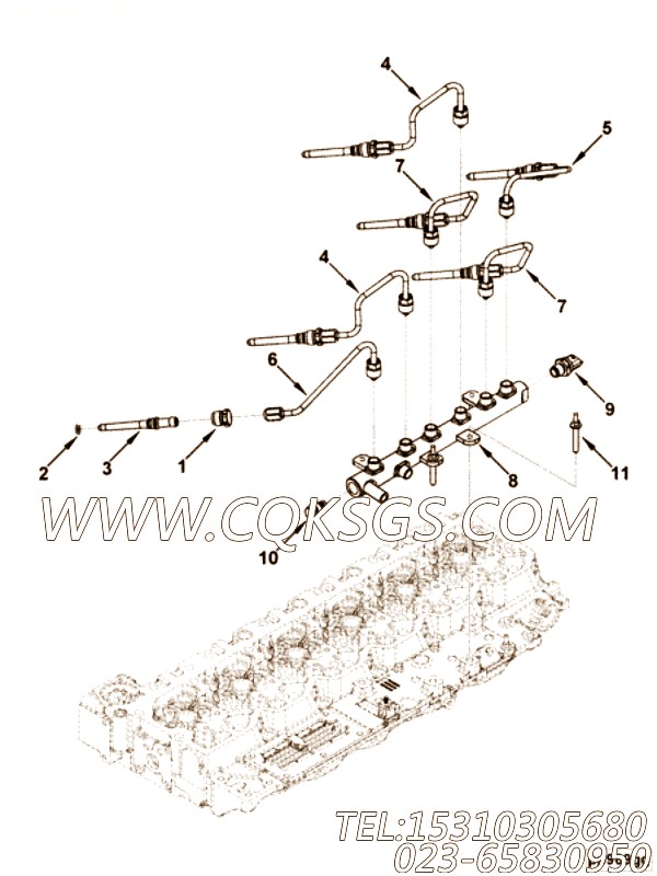 【喷油器的电源管】康明斯CUMMINS柴油机的5255622 喷油器的电源管