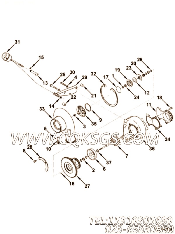 【涡轮增压器】康明斯CUMMINS柴油机的3539448 涡轮增压器