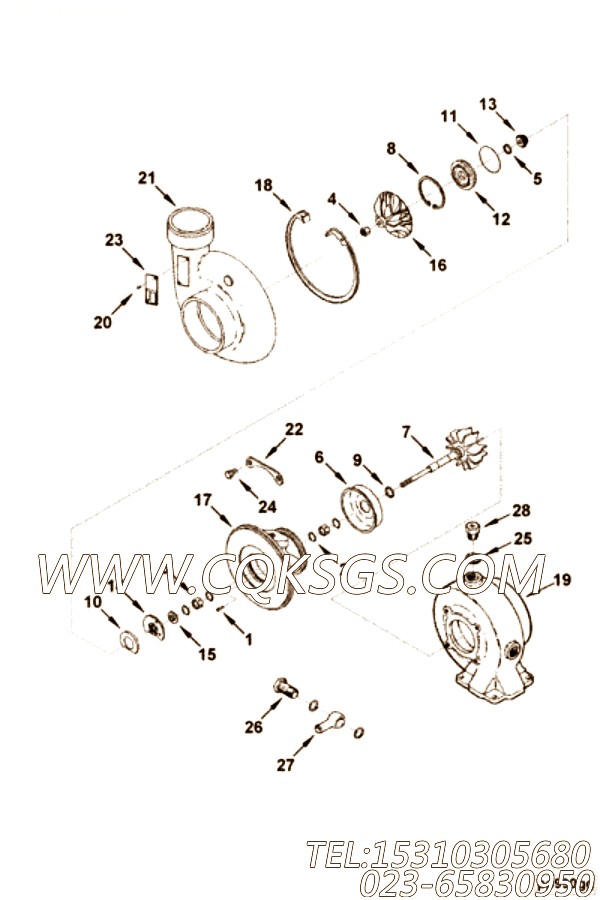 【涡轮增压器组件】康明斯CUMMINS柴油机的3802829 涡轮增压器组件
