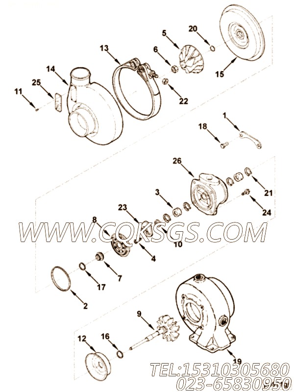 【涡轮增压器压气机叶轮】康明斯CUMMINS柴油机的3537150 涡轮增压器压气机叶轮