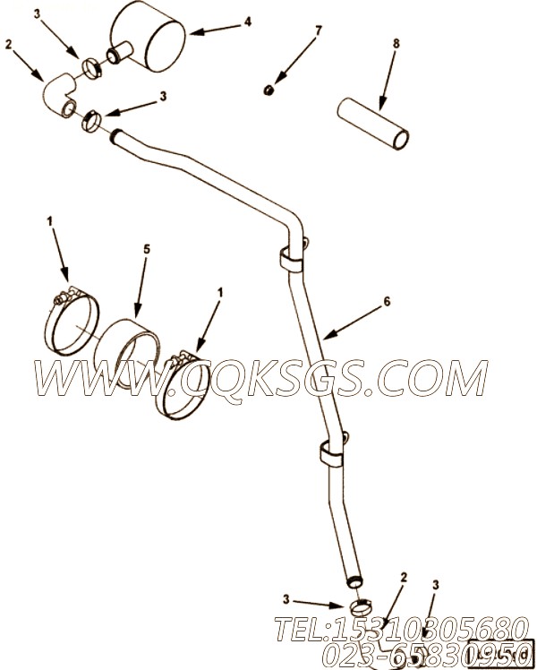 【软管】康明斯CUMMINS柴油机的3607053 软管