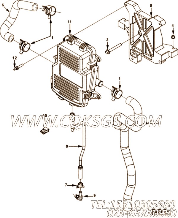 【喘息的曲轴箱】康明斯CUMMINS柴油机的4973031 喘息的曲轴箱