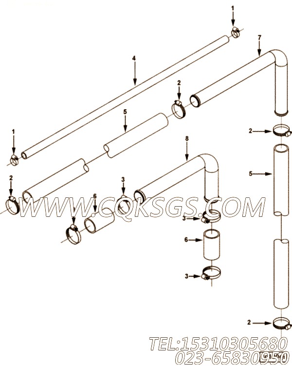 【Tube, Water Transfer】康明斯CUMMINS柴油机的4958451 Tube, Water Transfer