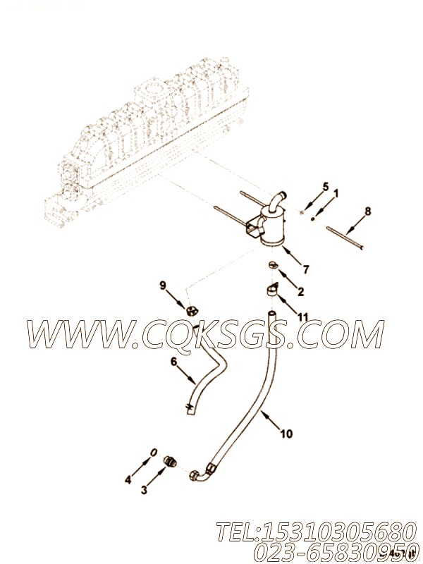 【曲轴箱通气】康明斯CUMMINS柴油机的4009483 曲轴箱通气