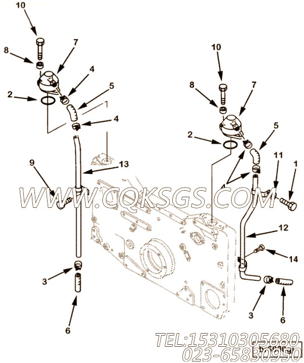 【曲轴箱通气】康明斯CUMMINS柴油机的3092494 曲轴箱通气