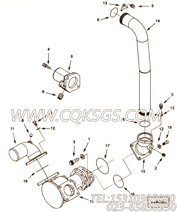 【调水连接】康明斯CUMMINS柴油机的3866612 调水连接