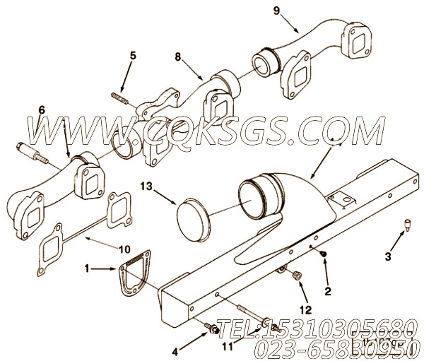 【排气歧管】康明斯CUMMINS柴油机的3083985 排气歧管