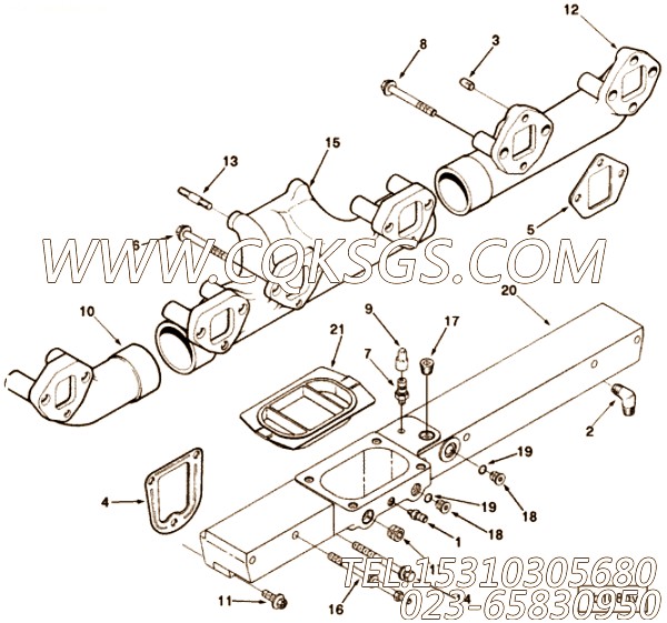 【排气歧管】康明斯CUMMINS柴油机的3609806 排气歧管