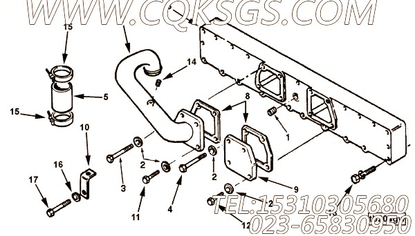 【空气交叉连接】康明斯CUMMINS柴油机的3251535 空气交叉连接