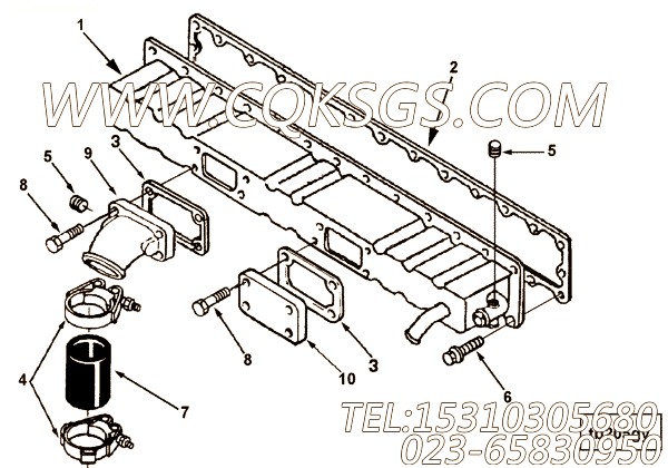 【进气口连接】康明斯CUMMINS柴油机的3819813 进气口连接