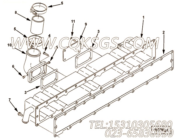 【进气口连接】康明斯CUMMINS柴油机的3071337 进气口连接