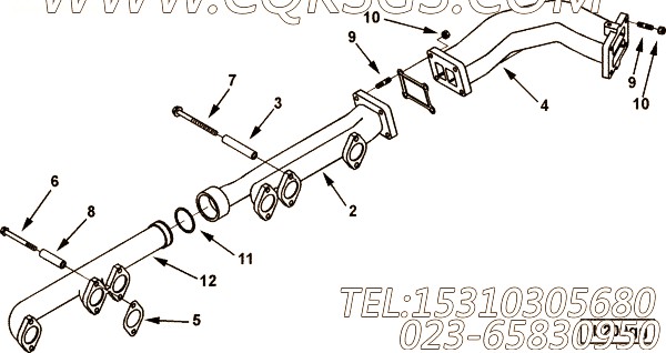 【排气口连接】康明斯CUMMINS柴油机的3255968 排气口连接