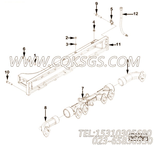 【进气歧管】康明斯CUMMINS柴油机的4974398 进气歧管