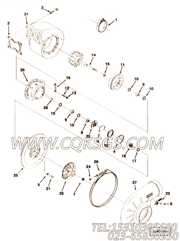 【涡轮增压器】康明斯CUMMINS柴油机的3534185 涡轮增压器
