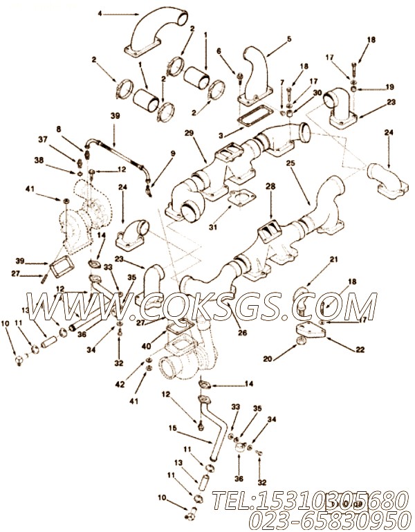 【Connection, Tur Oil Drain】康明斯CUMMINS柴油机的3043525 Connection, Tur Oil Drain