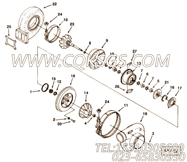 【涡轮增压器压气机叶轮】康明斯CUMMINS柴油机的3523974 涡轮增压器压气机叶轮