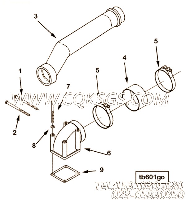 【排气口管】康明斯CUMMINS柴油机的3627878 排气口管