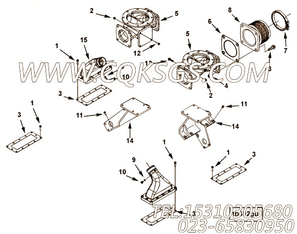 【排气口连接】康明斯CUMMINS柴油机的3331877 排气口连接