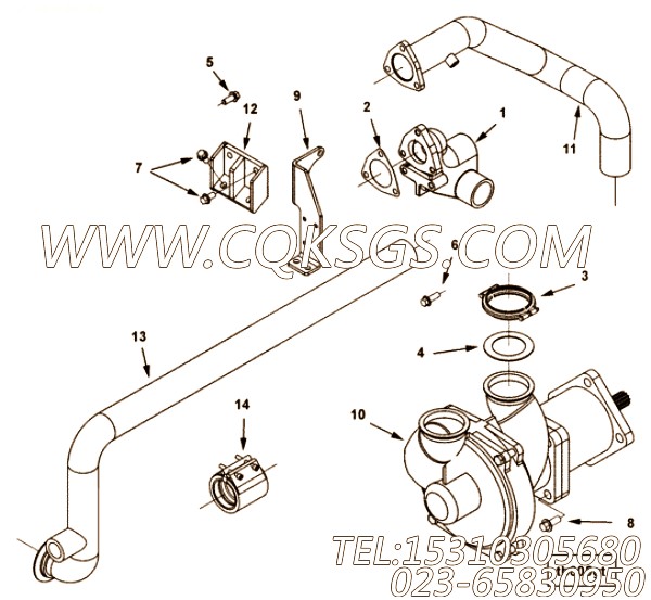 【Tube, Water Transfer】康明斯CUMMINS柴油机的4098136 Tube, Water Transfer