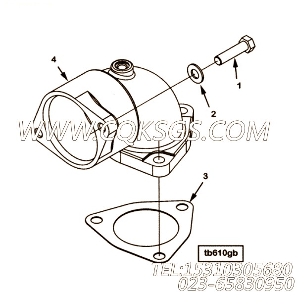 【出水口连接】康明斯CUMMINS柴油机的4970269 出水口连接