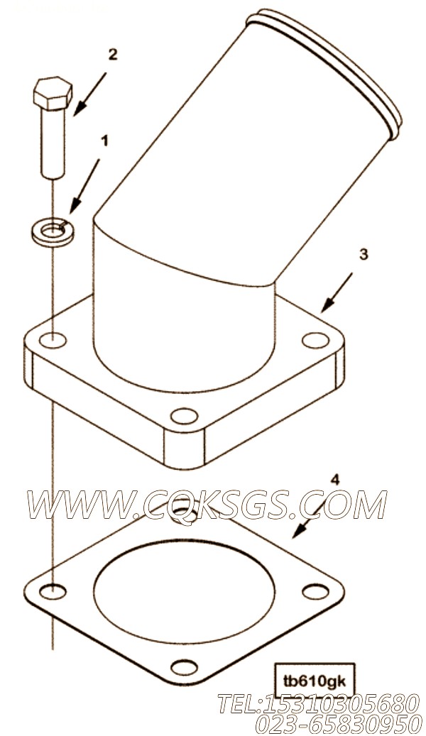 【进水连接】康明斯CUMMINS柴油机的3640110 进水连接