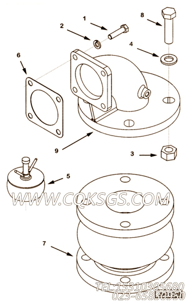 【进水连接】康明斯CUMMINS柴油机的4969408 进水连接