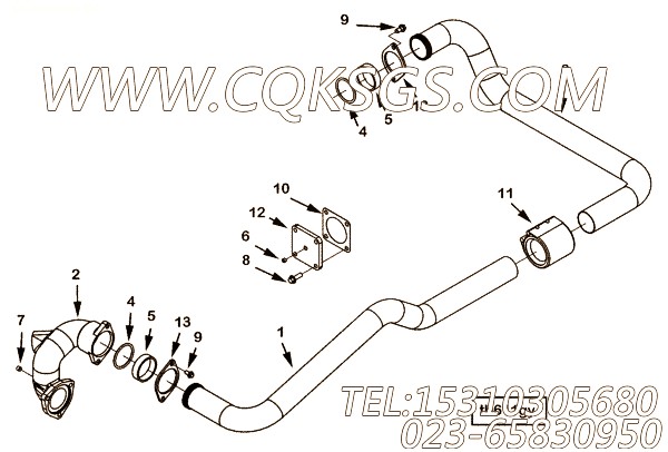 【Tube, Water Transfer】康明斯CUMMINS柴油机的2870714 Tube, Water Transfer