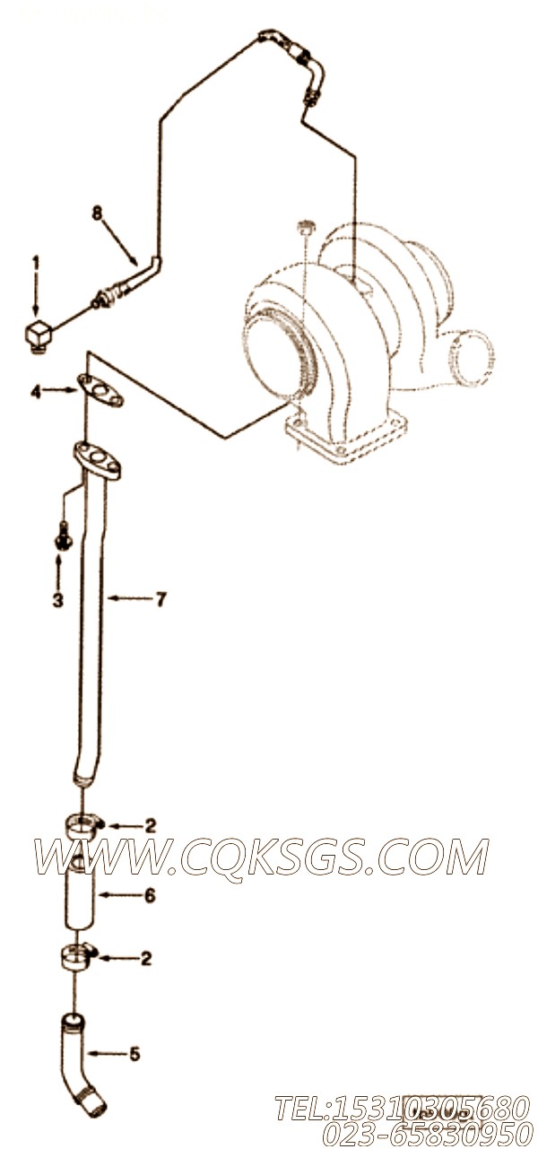 【Connection, Tur Oil Drain】康明斯CUMMINS柴油机的3917936 Connection, Tur Oil Drain