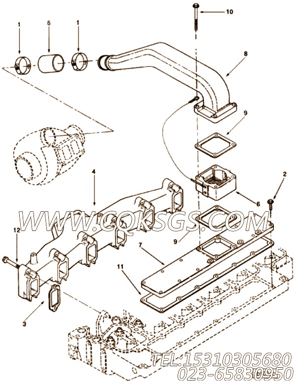 【空气交叉连接】康明斯CUMMINS柴油机的3914067 空气交叉连接