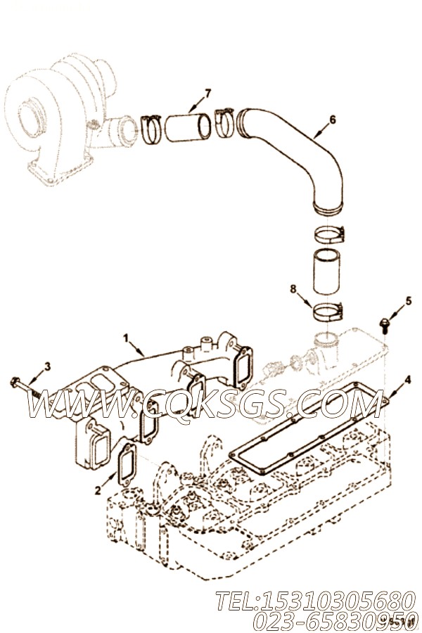 【空气管】康明斯CUMMINS柴油机的3914554 空气管