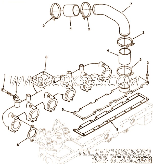 【空气交叉连接】康明斯CUMMINS柴油机的3352929 空气交叉连接