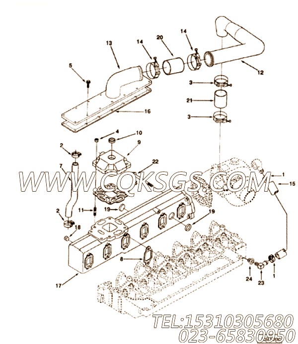 【排气歧管】康明斯CUMMINS柴油机的3914970 排气歧管