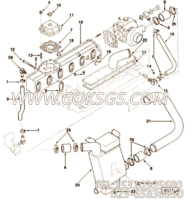 【空气交叉管】康明斯CUMMINS柴油机的3918200 空气交叉管