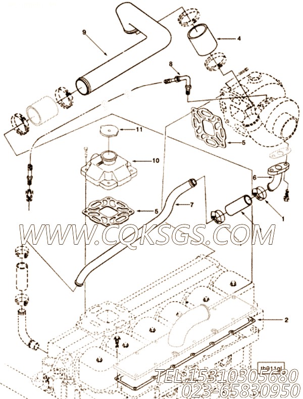 【Connection, Tur Oil Drain】康明斯CUMMINS柴油机的3905072 Connection, Tur Oil Drain